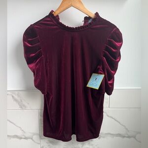 NWT Cece burgundy velevety top